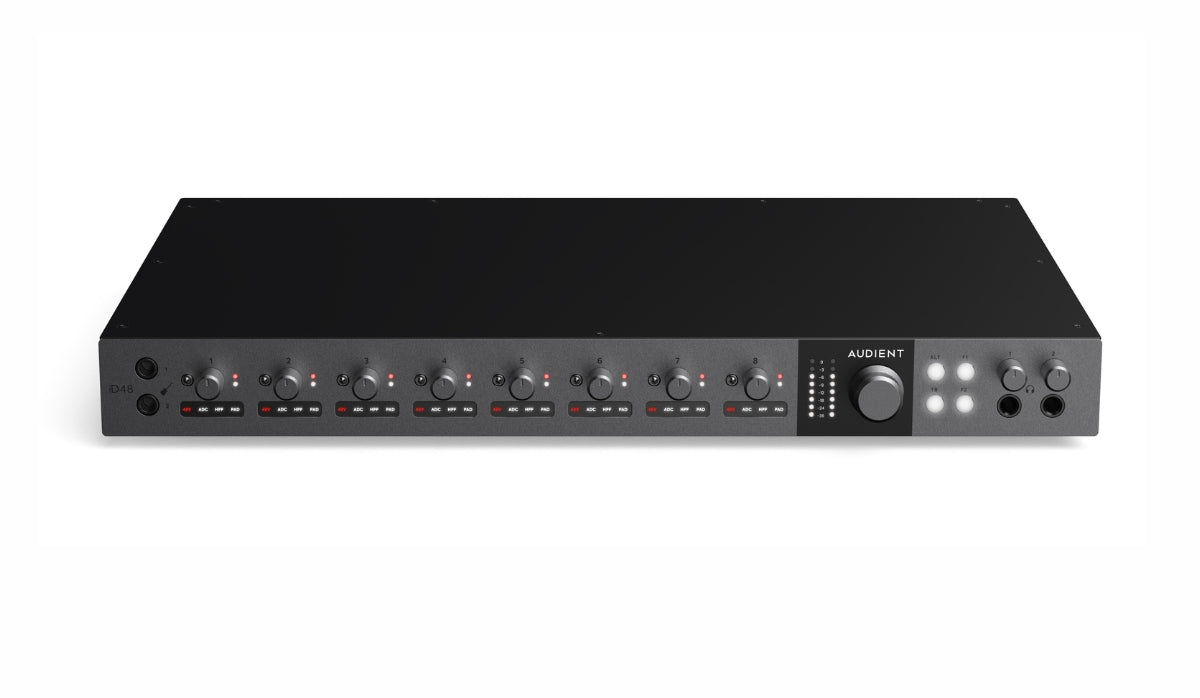 Audient iD48 USB-C Audio Interface – 24‑In/32‑Out Flagship Interface with 8 Class‑A Preamps & Switchable Analogue Inserts
