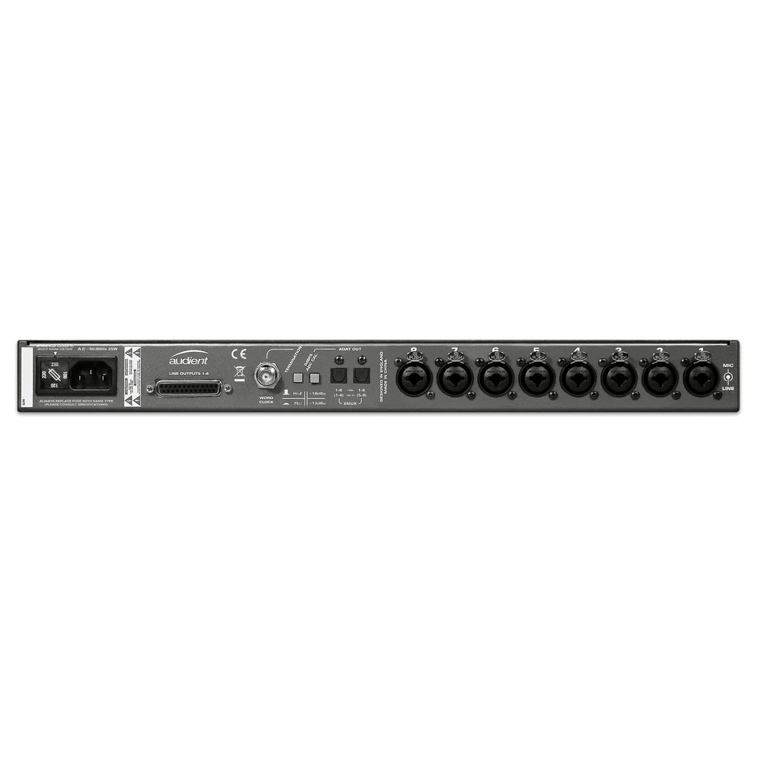 Audient ASP800 8‑Channel Mic Preamp & ADAT Converter – Dual JFET DI, HMX & IRON Colour