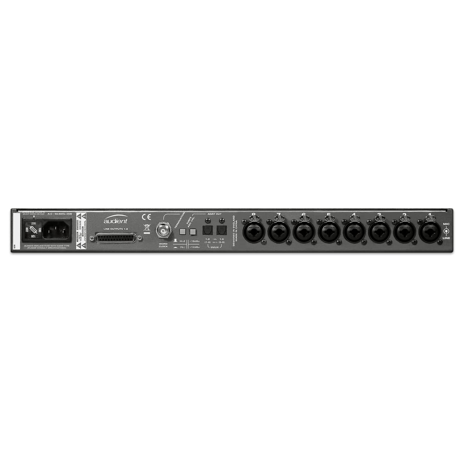 Audient ASP800 8‑Channel Mic Preamp & ADAT Converter – Dual JFET DI, HMX & IRON Colour