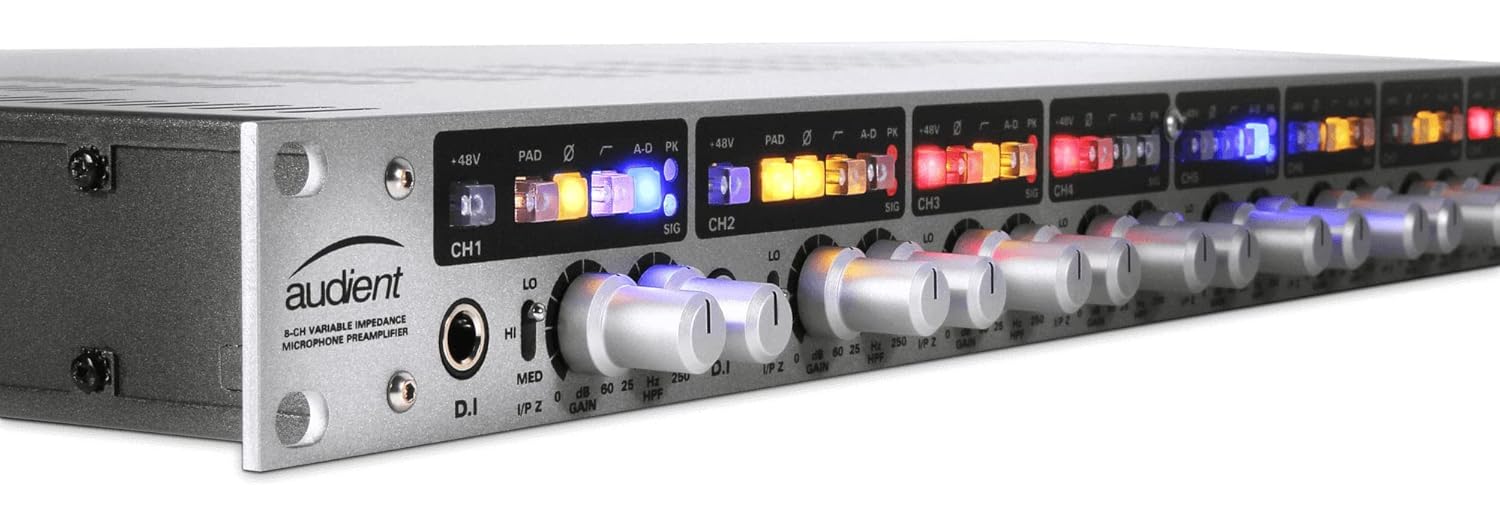 Audient ASP880 8‑Channel Mic Preamp & ADC – Class‑A Console Preamps with Inserts, JFET DI & ADAT