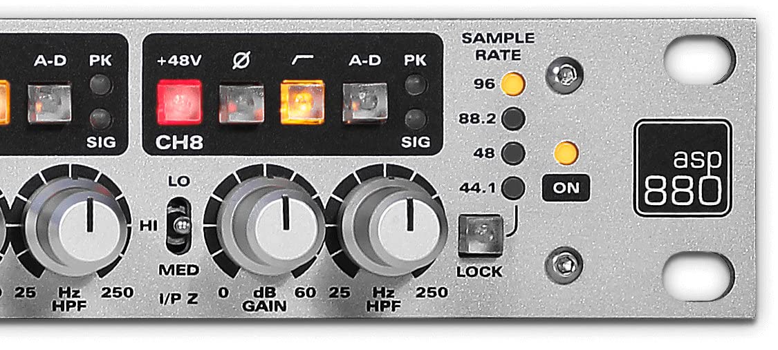Audient ASP880 8‑Channel Mic Preamp & ADC – Class‑A Console Preamps with Inserts, JFET DI & ADAT