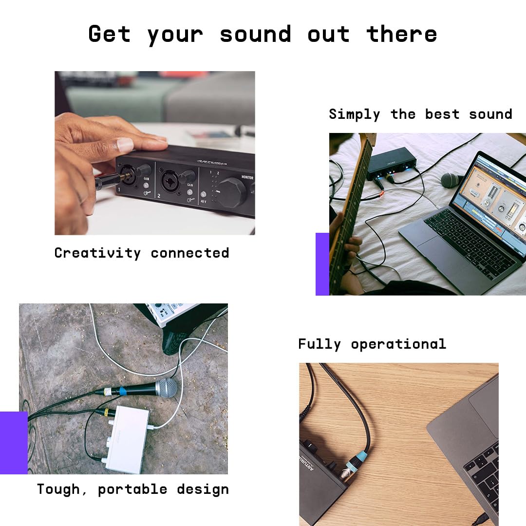 Arturia MiniFuse 2 – 2-In/2-Out USB Audio Interface with Direct Monitoring, USB Hub & Software Bundle for Music Production & Podcasting