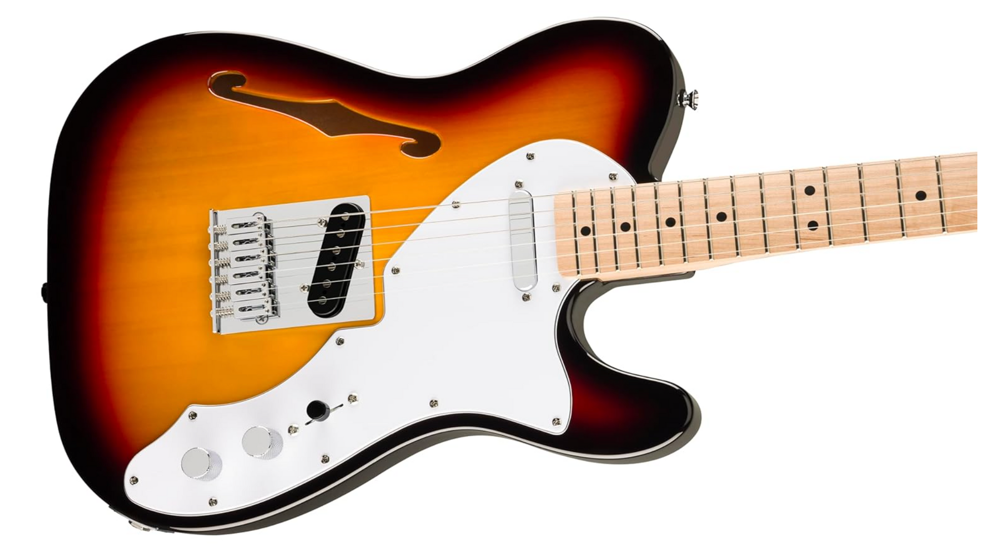 Fender Affinity Series Telecaster Thinline Electric Guitar – Olympic White / 3-Color Sunburst