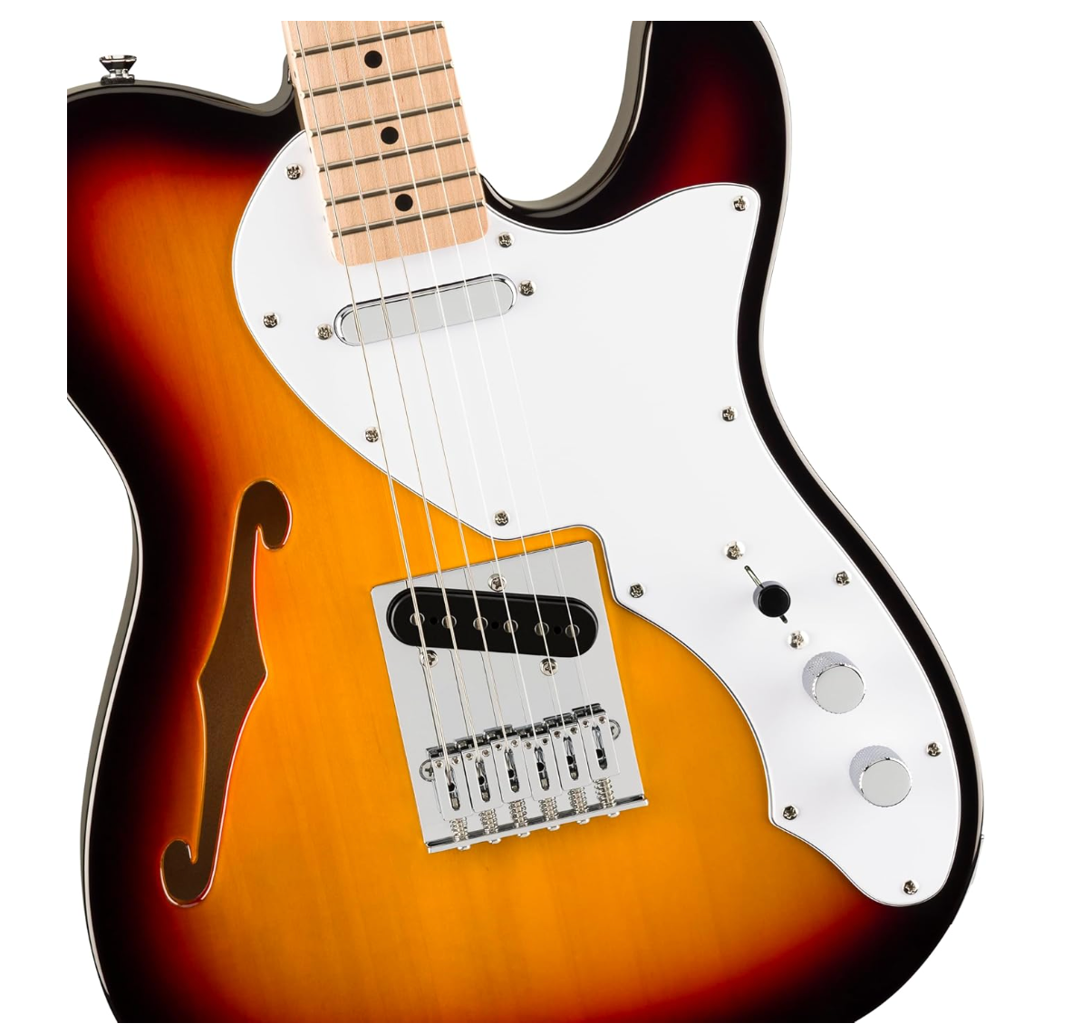 Fender Affinity Series Telecaster Thinline Electric Guitar – Olympic White / 3-Color Sunburst
