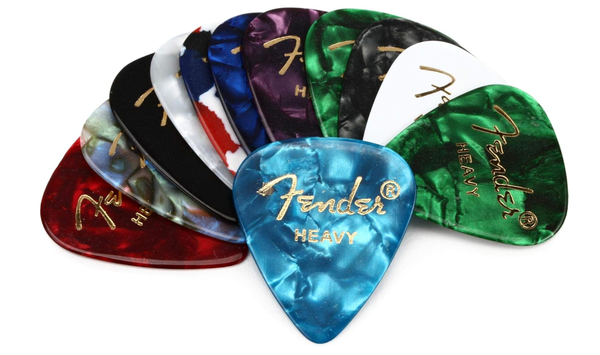 Fender 0980300500 Guitar Picks 351 Celluloid Medley Heavy Pack 12