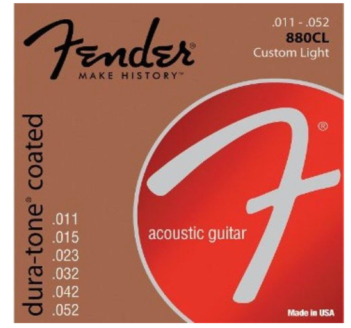 Fender 0730880003 Acoustic Guitar String 80/20 Dura-Tone Bronze Coated .011-.052 880CL