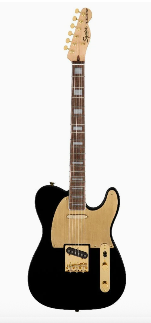 Fender 0379400506 Squier 40th Anniversary Telecaster Gold Edition Black Electric Guitar