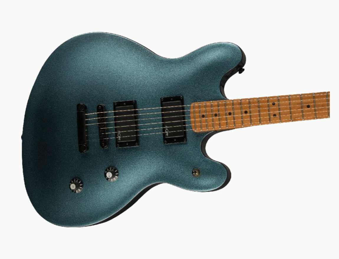 Fender 0370471568 Squier Contemporary Active Starcaster Roasted Maple Neck Gunmetal Metallic Electric Guitar