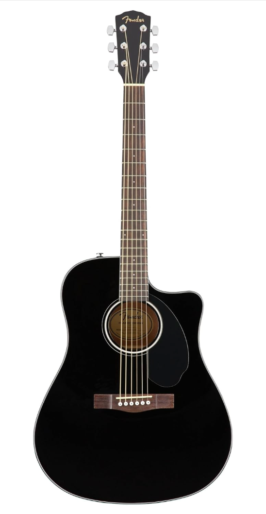 Fender 0970113006 with Cutaway Electronics CD60SCE Black Acoustic Guitar