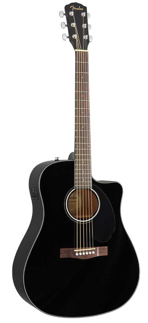 Fender 0970113006 with Cutaway Electronics CD60SCE Black Acoustic Guitar