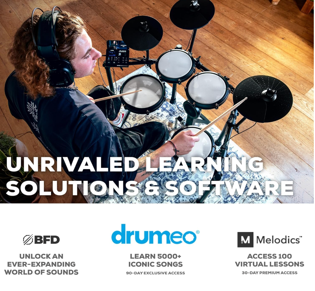 Alesis Nitro Max Electronic Drum Set | 8-Piece Mesh Kit with 440+ Drum & Percussion Sounds, 32 Preset Kits, USB/MIDI Connectivity, Drum Coaching & Learning Features
