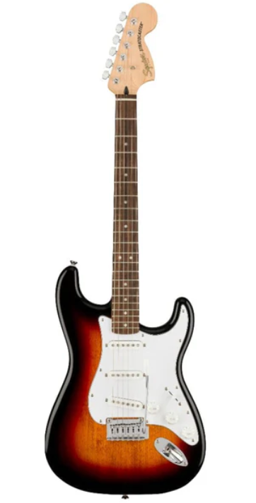 Fender Squier Affinity Series Stratocaster Electric Guitar – Maple Fingerboard – 3-Color Sunburst, Lake Placid Blue, Black