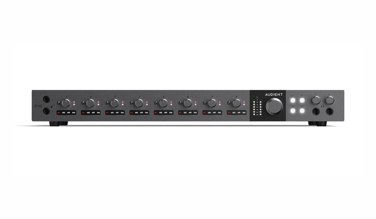 Audient iD48 USB-C Audio Interface – 24‑In/32‑Out Flagship Interface with 8 Class‑A Preamps & Switchable Analogue Inserts