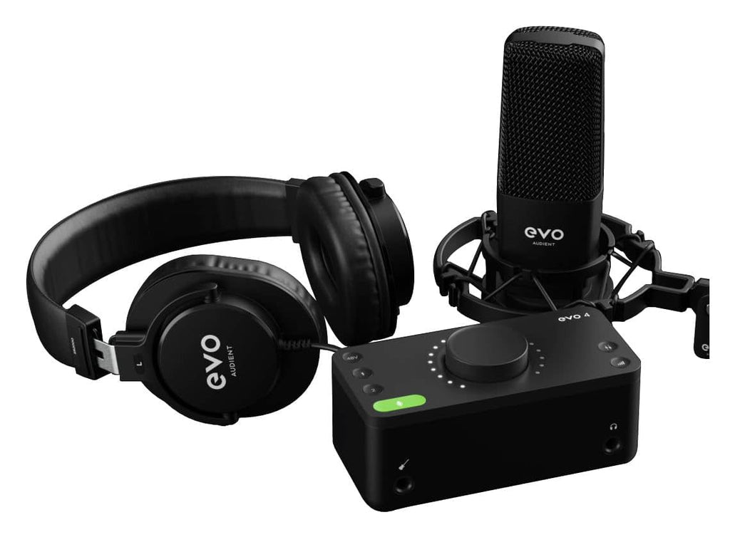 Audient EVO Start Recording Bundle – EVO 4 Interface + SR1 Mic + SR2000 Headphones & Accessories