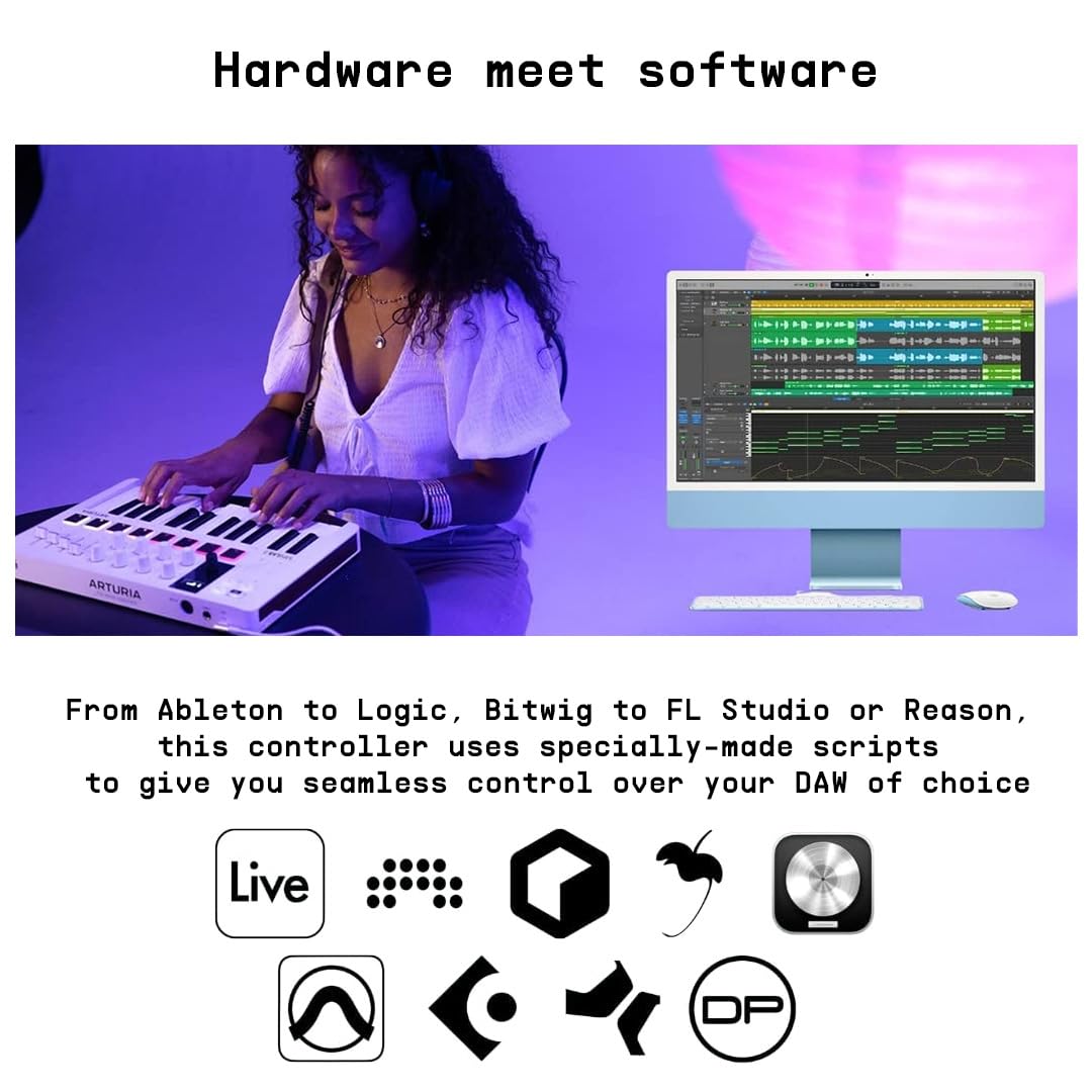 Arturia MiniLab 3 25-Key MIDI Controller – Portable USB Keyboard with Pads, Knobs, and Software Bundle