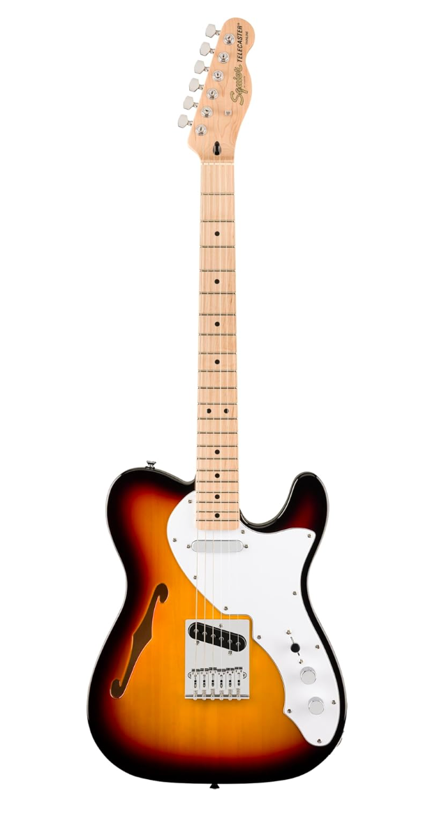 Fender Affinity Series Telecaster Thinline Electric Guitar – Olympic White / 3-Color Sunburst