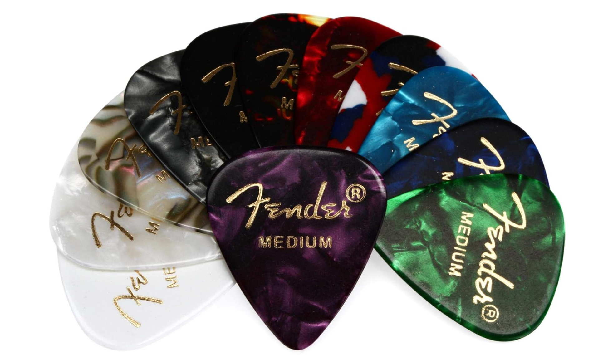 Fender 0980300300 Guitar Picks 351 Celluloid Medley Medium Pack 12