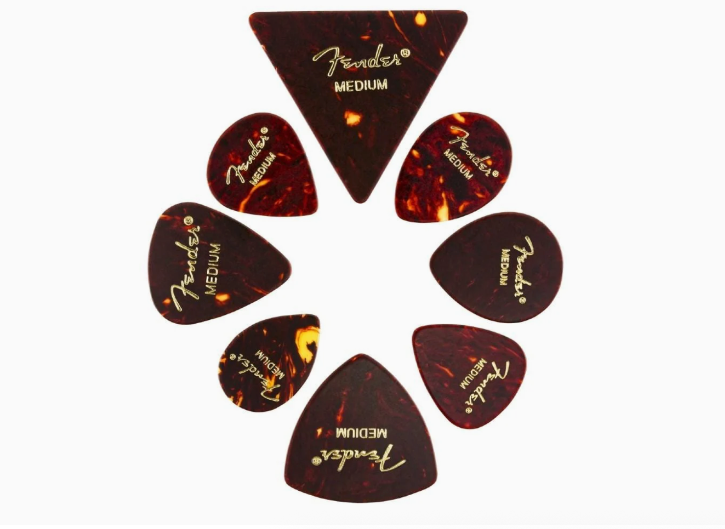 Fender 0980200300 Guitar Picks Celluloid Medley Medium Pack 8