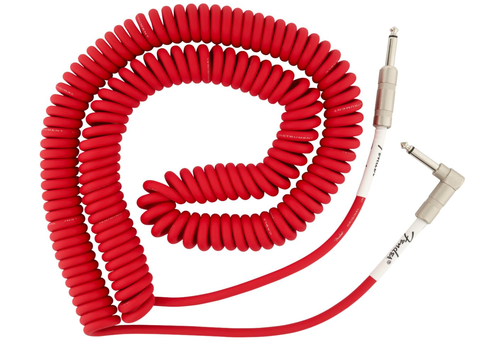 Fender 0990823005 Instrument Cable Original Series Coiled Straight-Angle 30Ft Fiesta Red