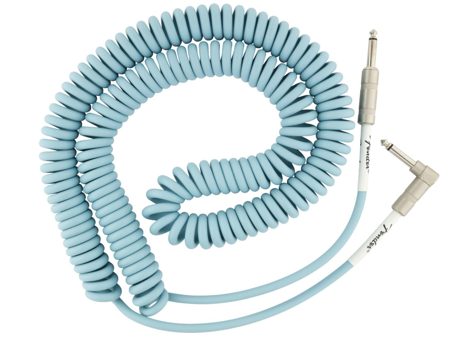 Fender 0990823006 Instrument Cable Original Series Coiled Straight-Angle 30Ft Daphne Blue