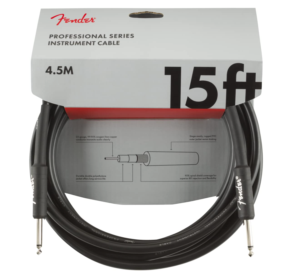 Fender 0990820021 Instrument Cable Professional Series 15Ft Black