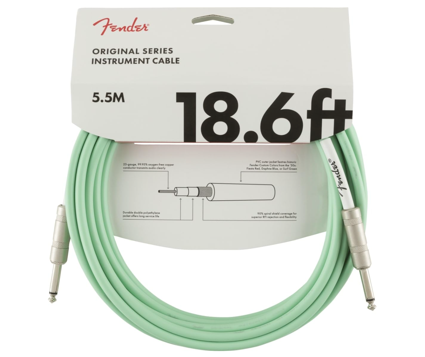 Fender 0990520058 Instrument Cable Original Series 18.6Ft Surf Green