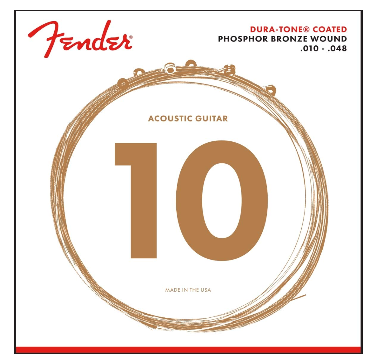 Fender 0730860402 Acoustic Guitar String Dura-Tone Phosphor Bronze Coated .010-.048 860XL