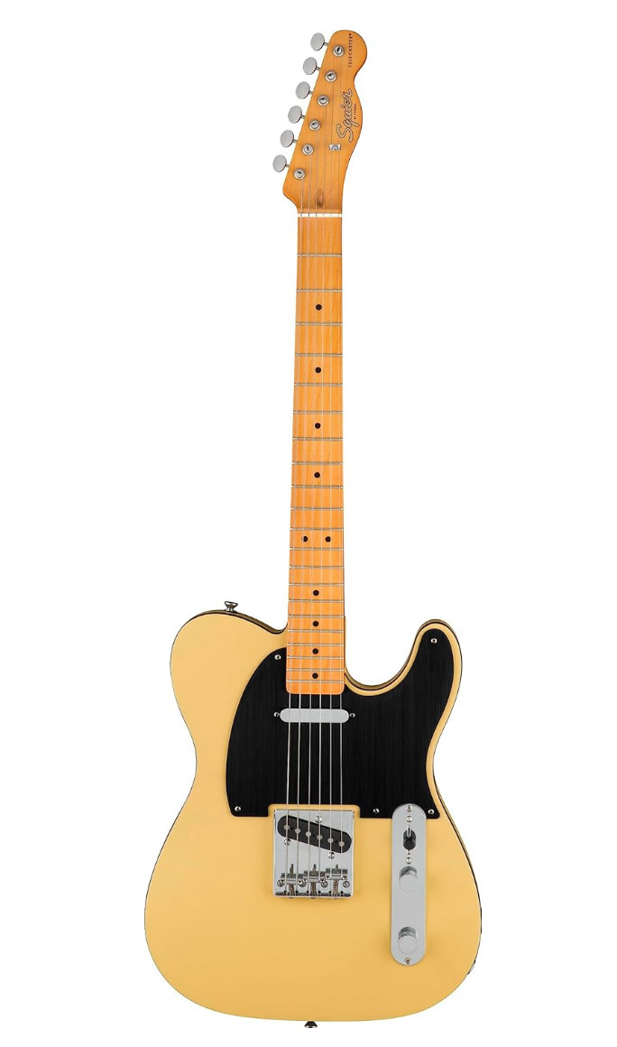 Fender 0379501507 Squier 40th Anniversary Telecaster Vintage Edition Maple Fingerboard Satin Vintage Blonde Electric Guitar