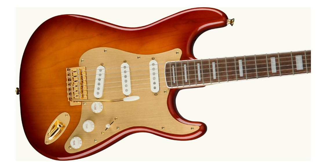 Fender 0379410547 Squier 40th Anniversary Stratocaster Gold Edition Sienna Sunburst Electric Guitar
