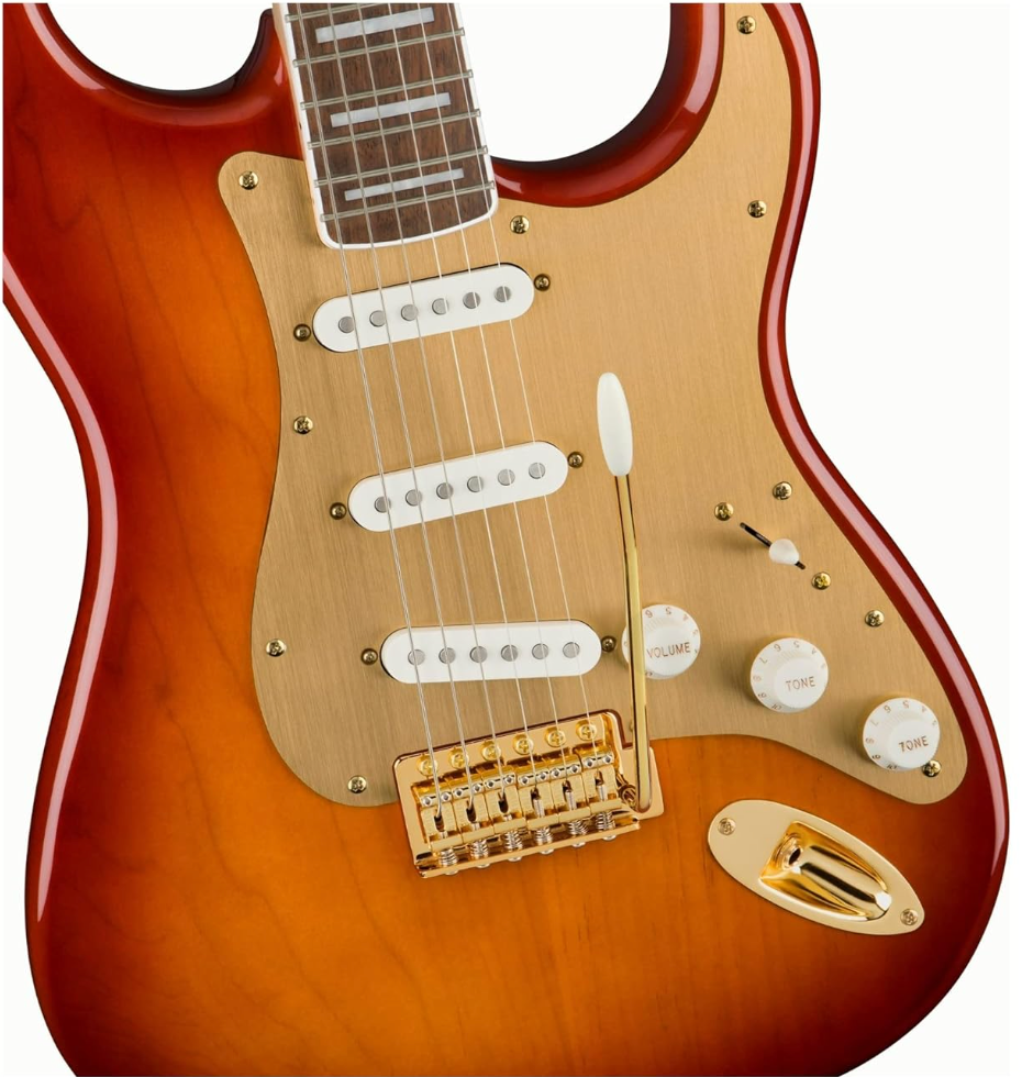 Fender 0379410547 Squier 40th Anniversary Stratocaster Gold Edition Sienna Sunburst Electric Guitar