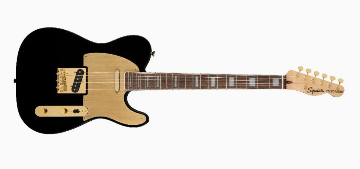 Fender 0379400506 Squier 40th Anniversary Telecaster Gold Edition Black Electric Guitar