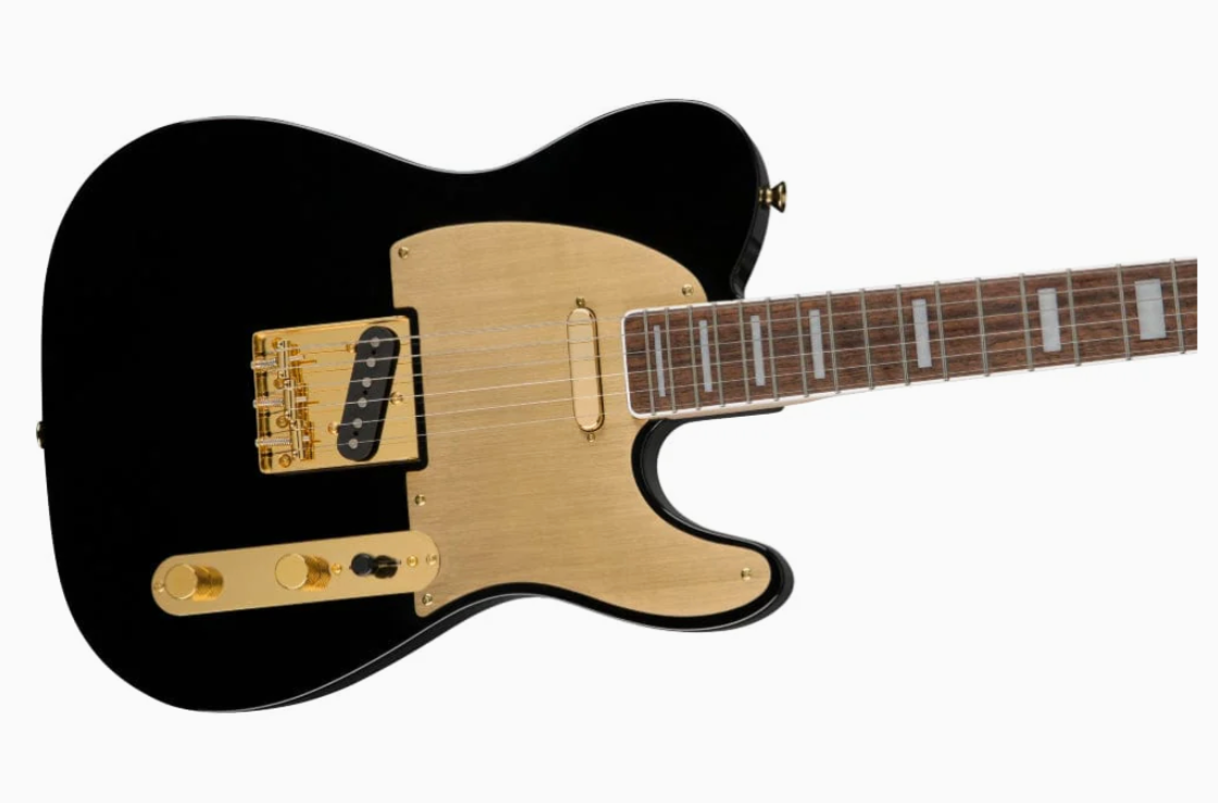 Fender 0379400506 Squier 40th Anniversary Telecaster Gold Edition Black Electric Guitar