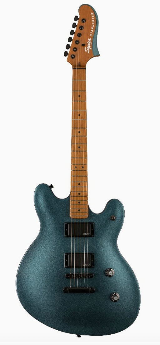 Fender 0370471568 Squier Contemporary Active Starcaster Roasted Maple Neck Gunmetal Metallic Electric Guitar