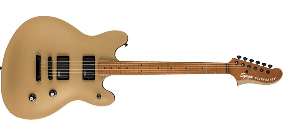 Fender 0370471544 Squier Contemporary Active Starcaster Roasted Maple Neck Shoreline Gold Electric Guitar