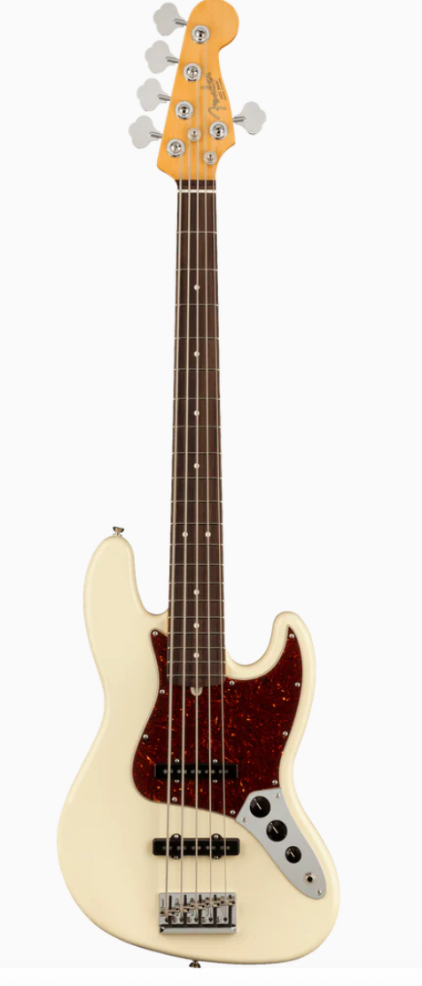 Fender 0193990705 AM Pro II Jazz Bass V Rosewood Olympic White Bass Guitar