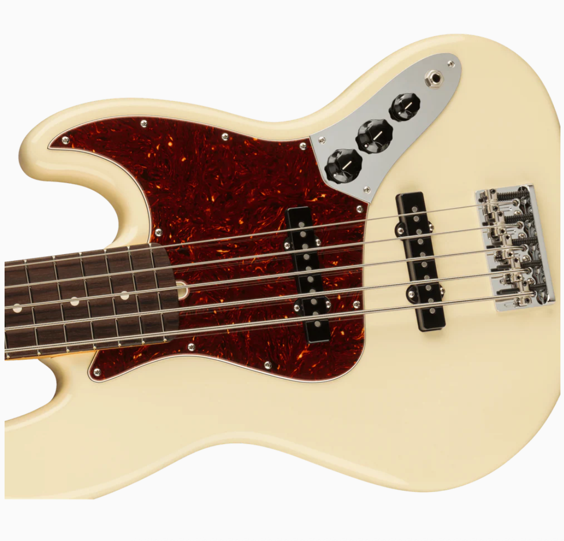 Fender 0193990705 AM Pro II Jazz Bass V Rosewood Olympic White Bass Guitar