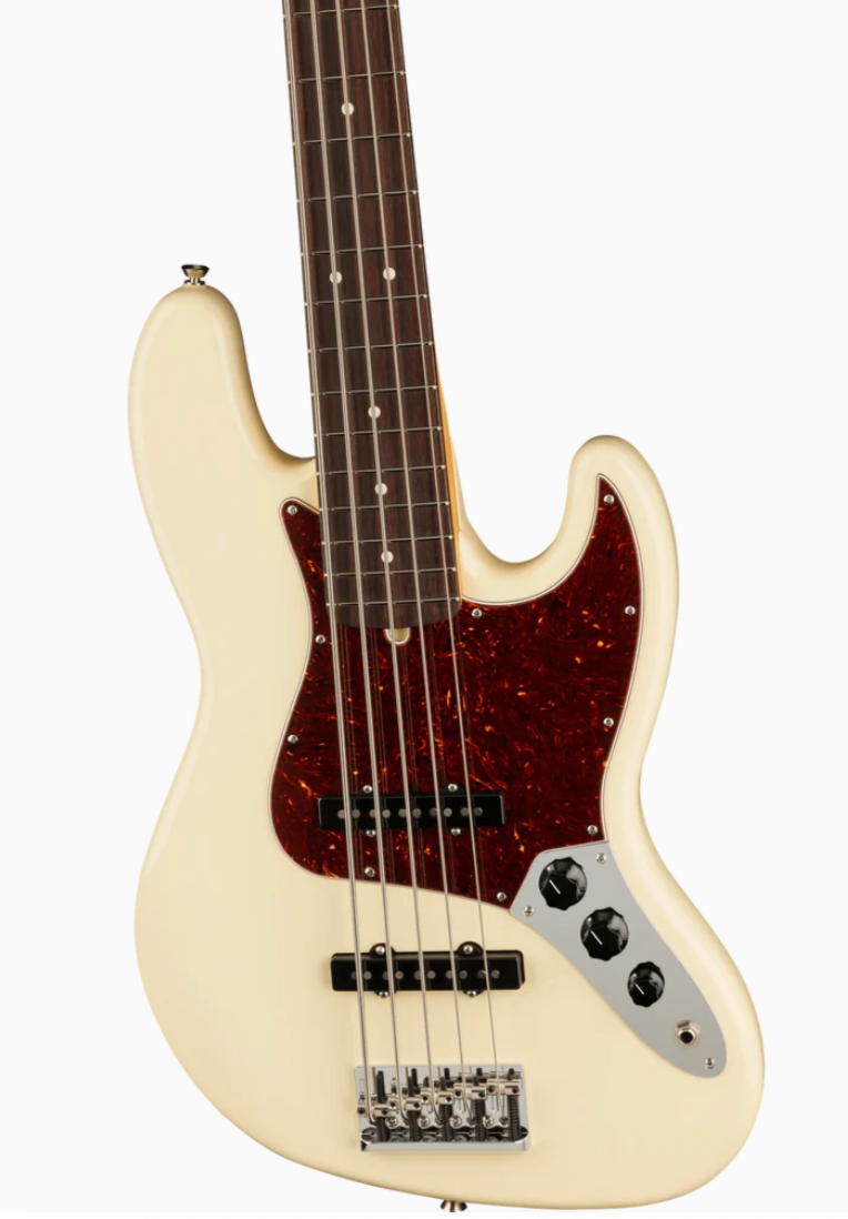 Fender 0193990705 AM Pro II Jazz Bass V Rosewood Olympic White Bass Guitar