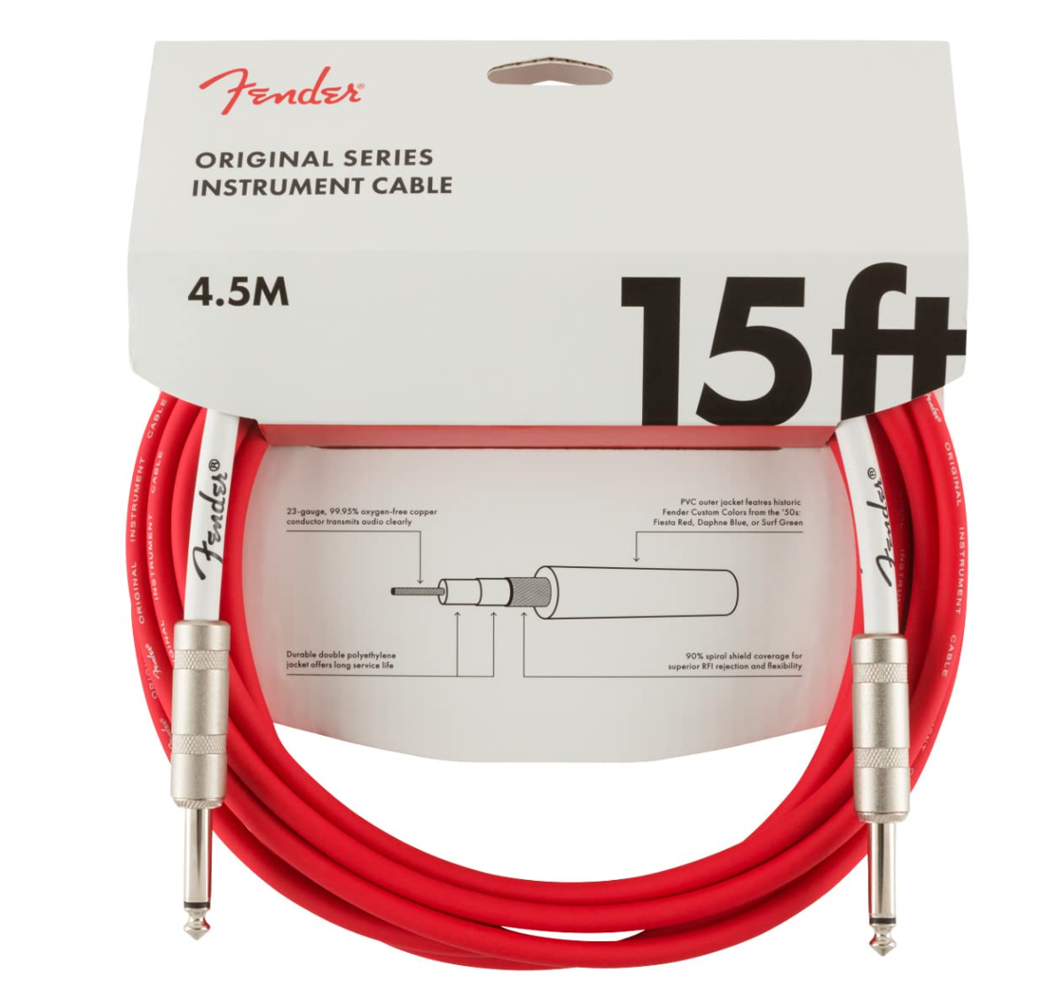 Fender 0990515010 Original Series Instrument Cable 15' Fiesta Red