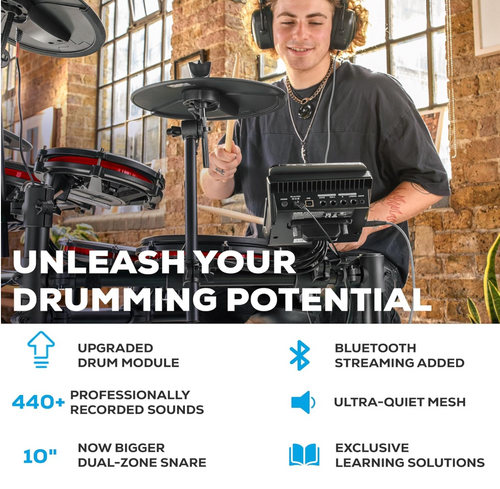 Alesis Nitro Max Electronic Drum Set | 8-Piece Mesh Kit with 440+ Drum & Percussion Sounds, 32 Preset Kits, USB/MIDI Connectivity, Drum Coaching & Learning Features