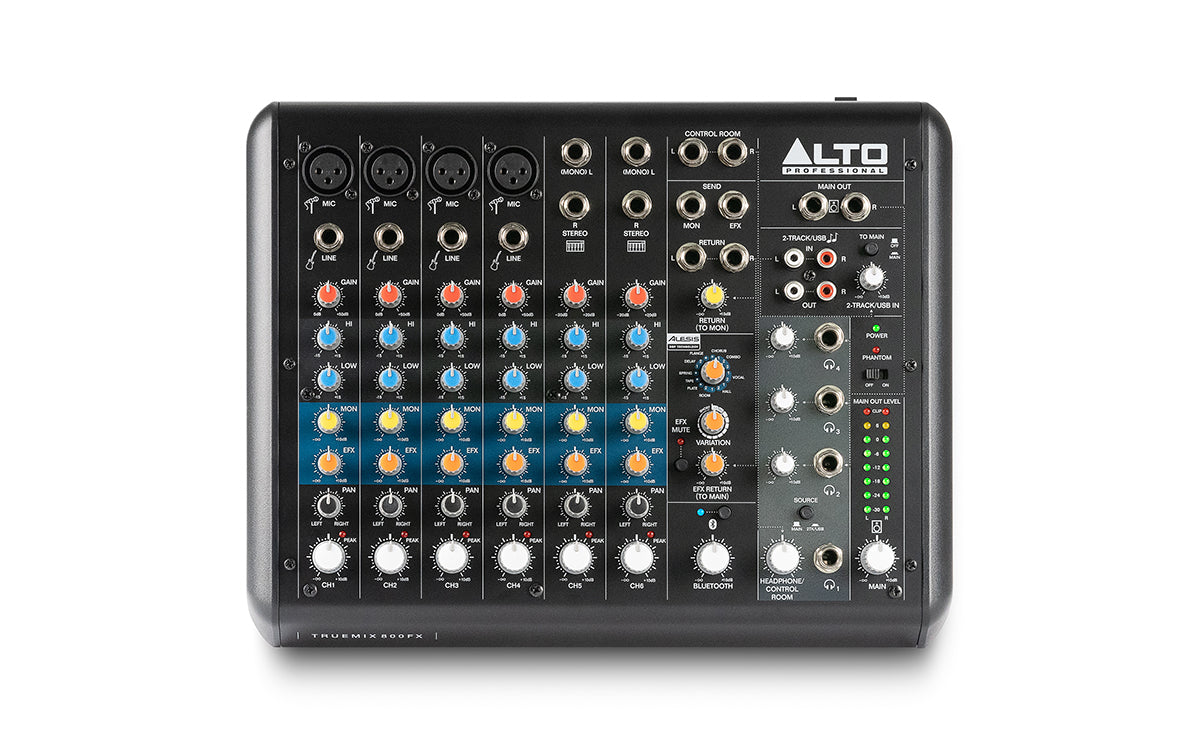 TrueMix 800 FX – 8-Channel Mixer with USB, Bluetooth & Alesis Multi-FX